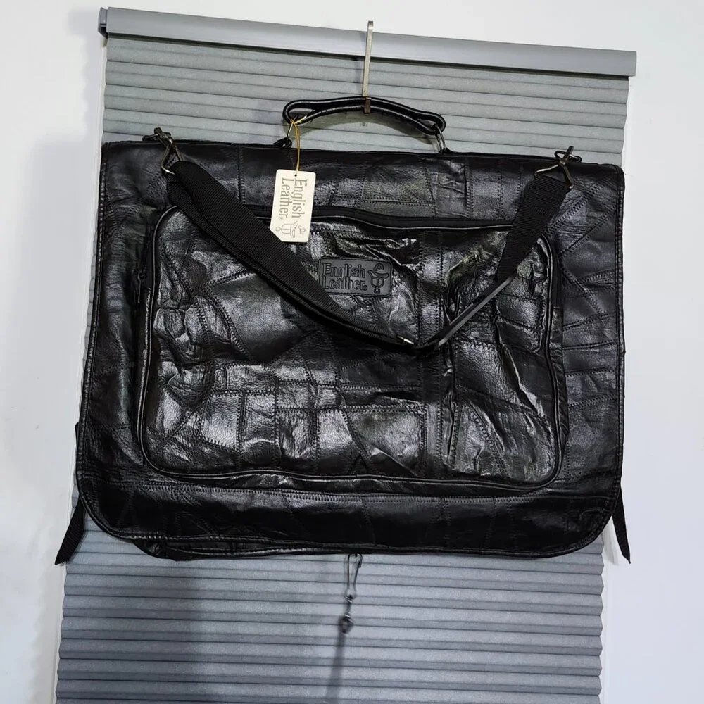 Vintage English Leather bi fold garment bag. NEW